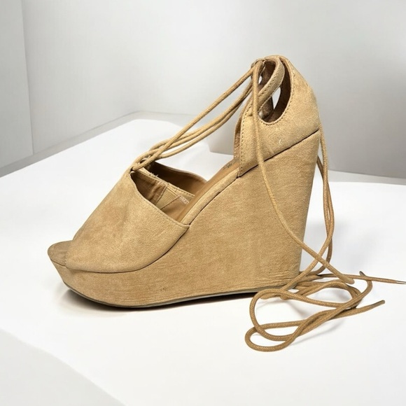 🌻Antrhopologie FARYL Robin Judy Tan Boho Platform Wedge Platform Sandal Size 8 - Picture 2 of 13